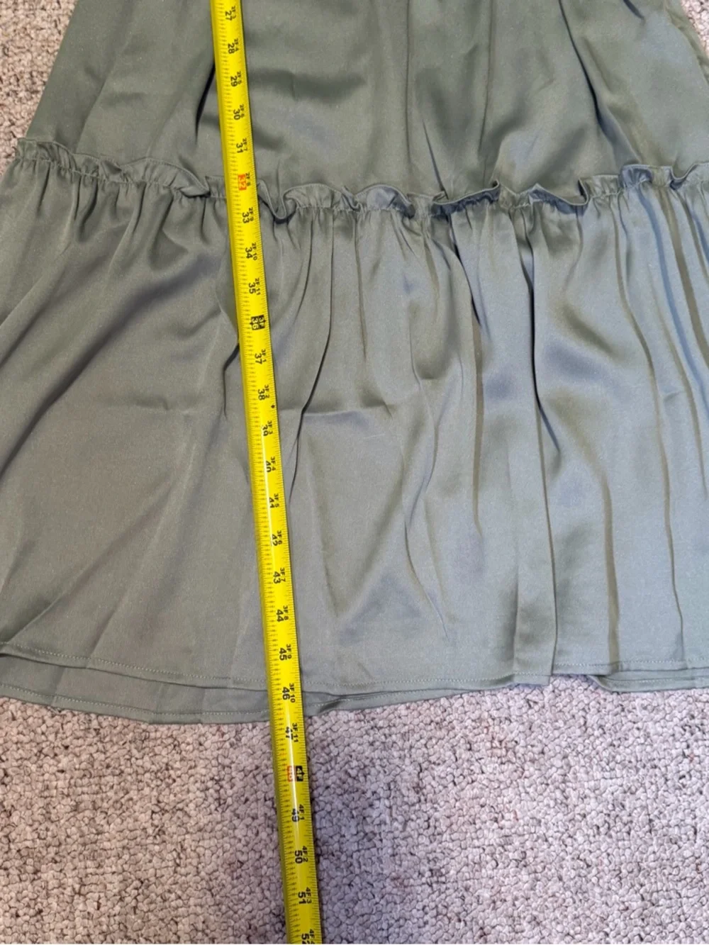 NWT Lumiere Olive Green Maxi Dress Smocked Bodice Side Cut-Out Tiered VNeck Med - Picture 9 of 12